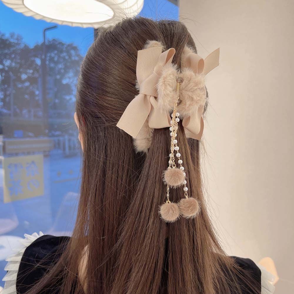 Kẹp tóc càng cua đính nơ bằng vải bông acrylic kiểu dáng đơn giản thời trang thu đông Hàn Quốc cho nữ