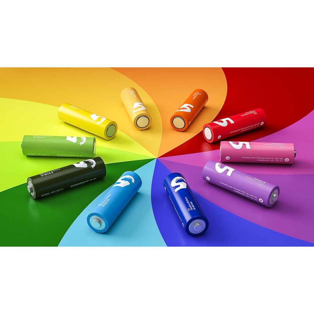 Pin tiểu AA số 5 Rainbow (hộp 10 viên) dung lượng cao, chất lượng đảm bảo từ Xiaomi, dùng cho gamepad, remote, đồng hồ