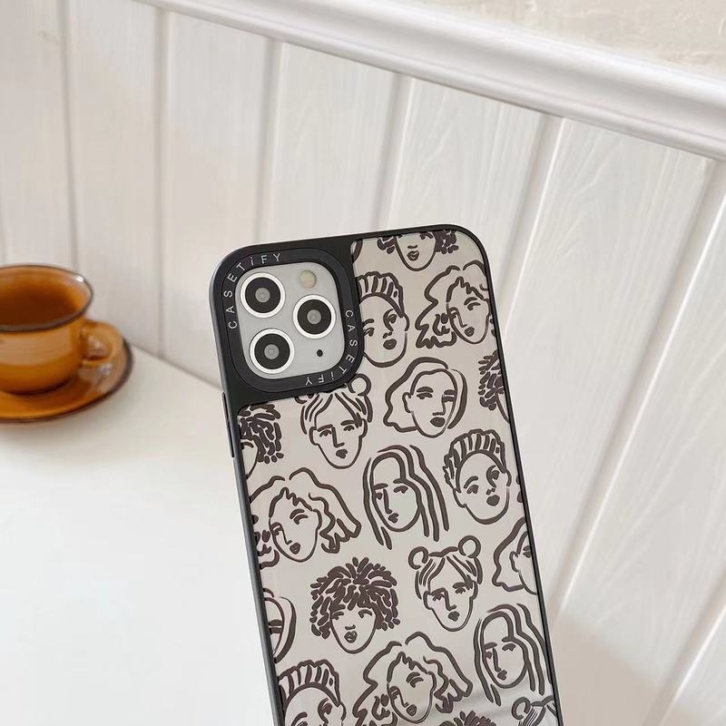 Ốp điện thoại mặt gương hình chân dung trừu tượng cho iphone 13 12 11 Pro Max X XS Max XR 7 8 Plus