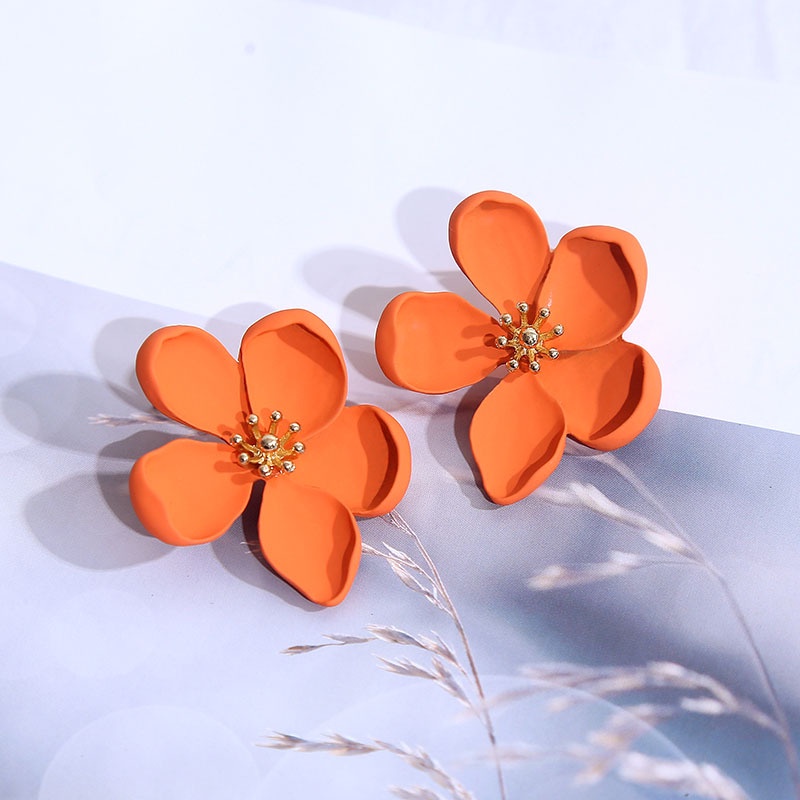 Khuyên tai Pinkdudu PD706 bằng hợp kim sơn ba chiều đơn giản thời trang