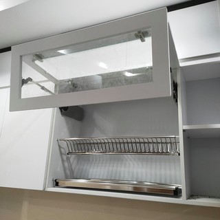 Kệ chén dĩa cố định chữ V cho tủ bếp trên - Kệ chén dĩa 2 tầng âm tủ inox