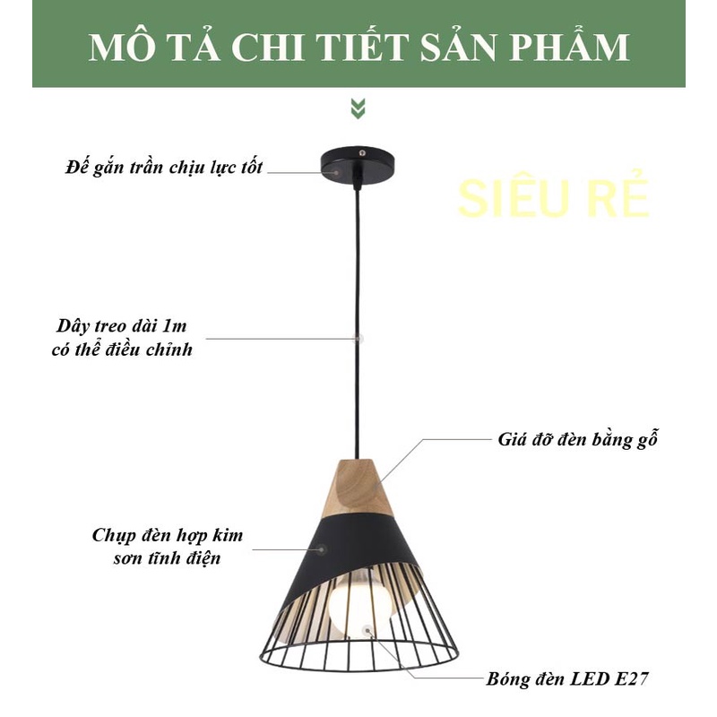 Đèn Thả Trần Trang Trí Đơn ĐÈN TRANG TRÍ SIÊU RẺ  Mang Phong Cách Hiện Đại Chất Liệu Hợp Kim Sơn Tĩnh Điện Bền Bỉ TD008