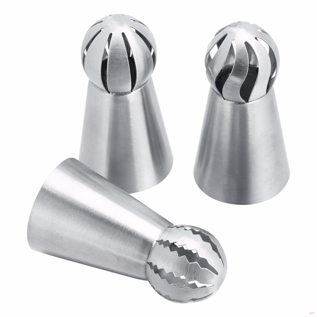Set 3 đầu bắt kem trang trí bánh bằng thép không gỉ tiện lợi
