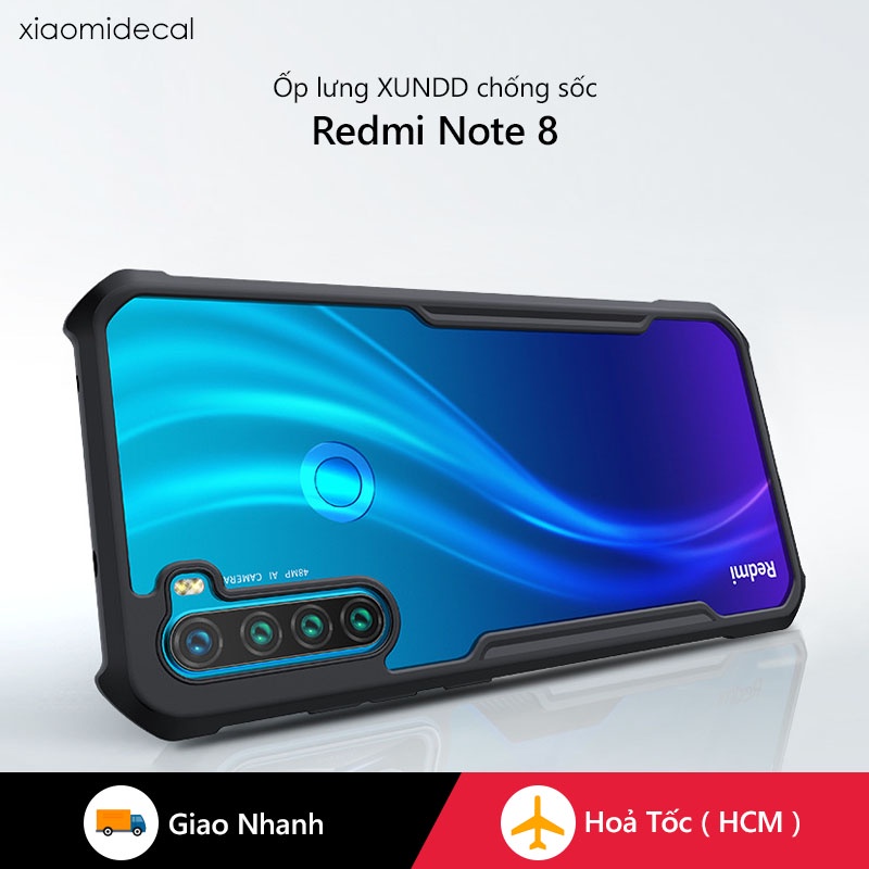 Ốp lưng XUNDD Redmi Note 8 Mặt lưng trong suốt, Viền TPU, Chống sốc
