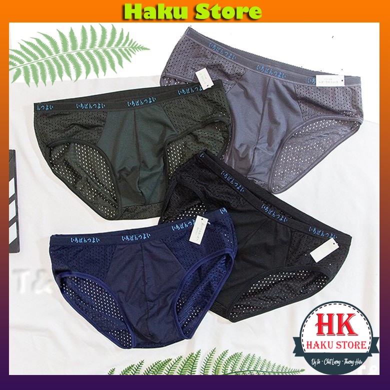 = 6 Quần Lót Nam thông hơi lưới Nhật, Quần Sịp Nam Chéo Kháng Khuẩn Thấm Hút Và Co Dãn Tốt