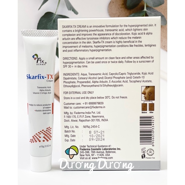 Kem dưỡng giảm thâm, mờ nám Fixderma Skarfix-TX Cream 15g [Chính Hãng]