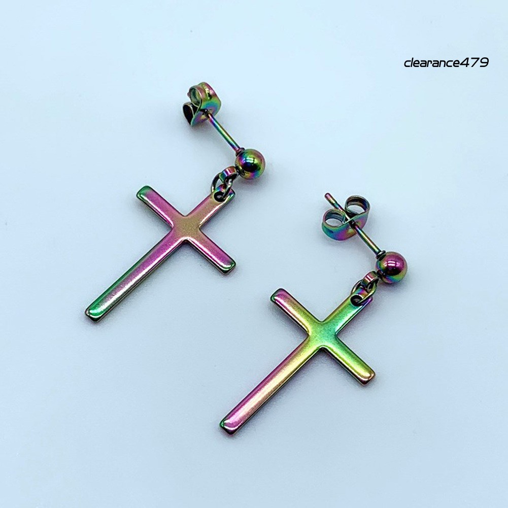 1 Khuyên Tai Hình Thánh Giá Chất Liệu Thép Không Gỉ Thời Trang Cho Nam Và Nữ