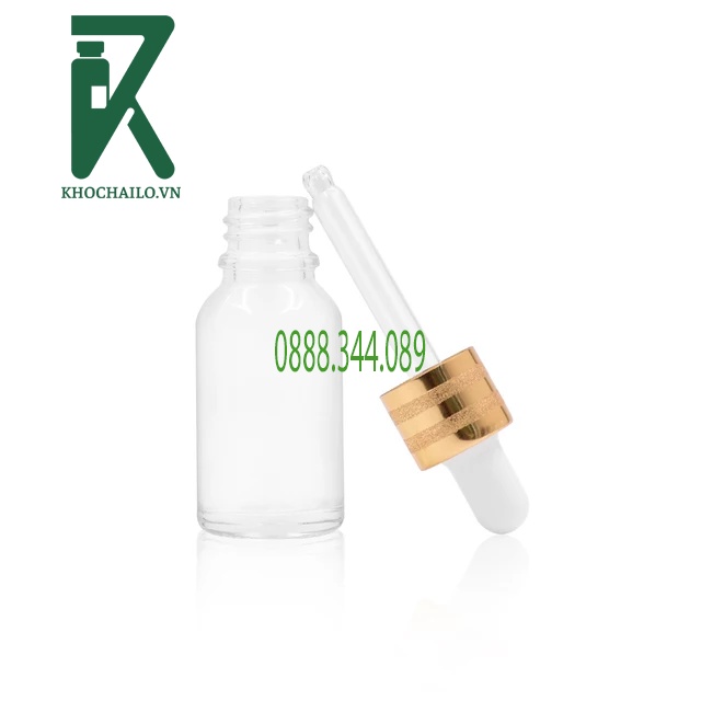 Chai thủy tinh,trắng trong khoen vàng 3 vân cao câp 5ml,10ml,15ml,20ml,30ml,50ml,100ml