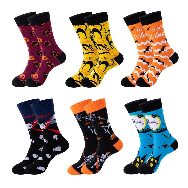 Vớ Cotton Cổ Vừa In Họa Tiết Halloween Vui Nhộn Cho Nam Và Nữ