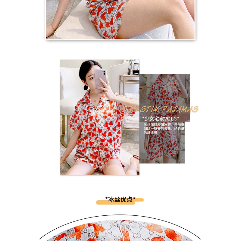 Pajamas female summer simulation silk Korean short sleeves can be worn outside home service suit | BigBuy360 - bigbuy360.vn