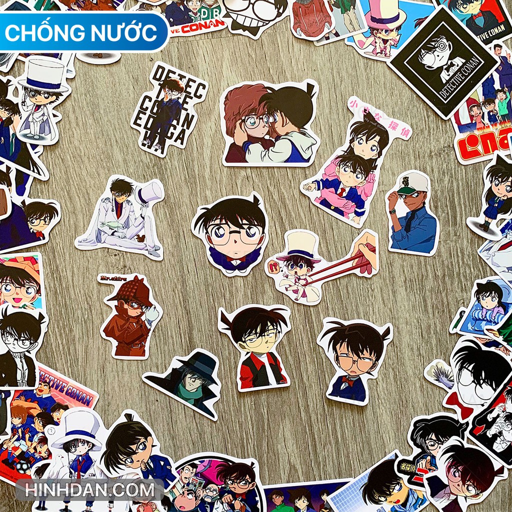 Sticker CONAN thám tử, tem dán chống nước dán trang trí góc học tập, laptop, đàn guitar, nón bảo hiểm