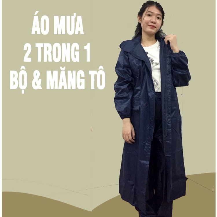 [MẪU MỚI ] ÁO MƯA  BỘ MĂNG TÔ (KÈM QUẦN)  dành cho nam nữ, chất vải dày dặn, chống thấm nước cực tốt