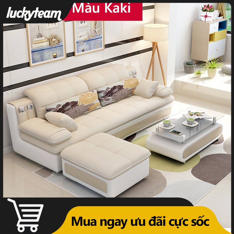 FU361 sofa ghế sô pha cho phòng khách căn hộ nhỏ 3 chỗ ngồi, có kèm phần kê chân, ghế dài kiểu dáng Bắc Âu