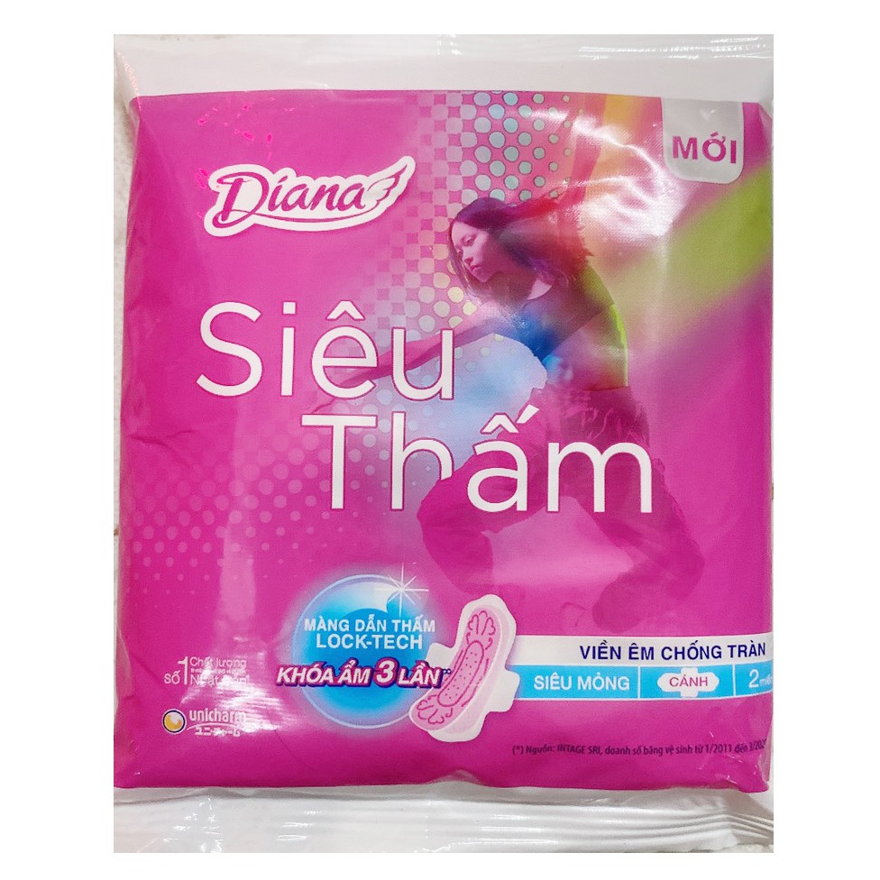 Combo 20 miếng (10 gói) Băng vệ sinh Diana SENSI/ SIÊU THẤM Cool Fresh siêu mỏng cánh 23cm