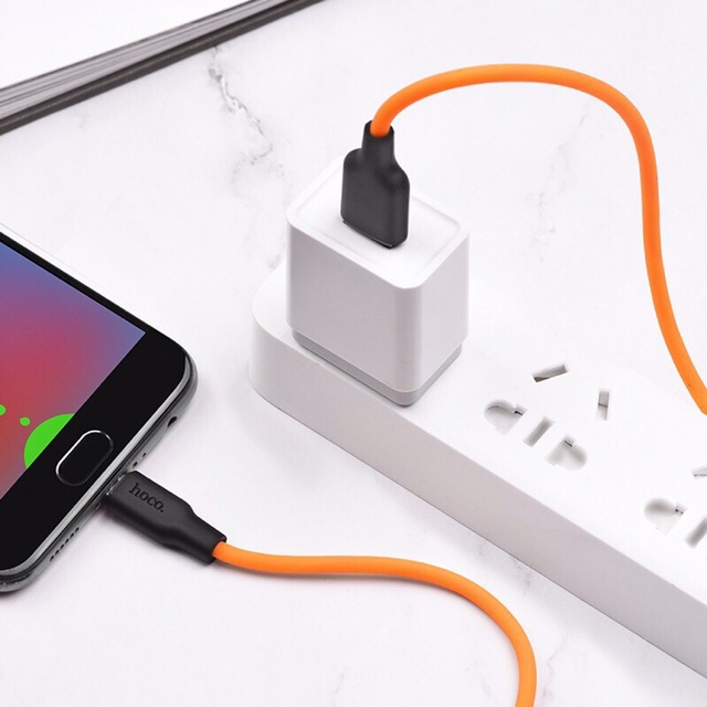 Hoco X21 Plus-Cáp bọc silicon CHỐNG ĐỨT, CHỐNG CHÁY đủ 3 loại chân cho ĐIÊN THOẠI/MÁY TÍNH BẢNG