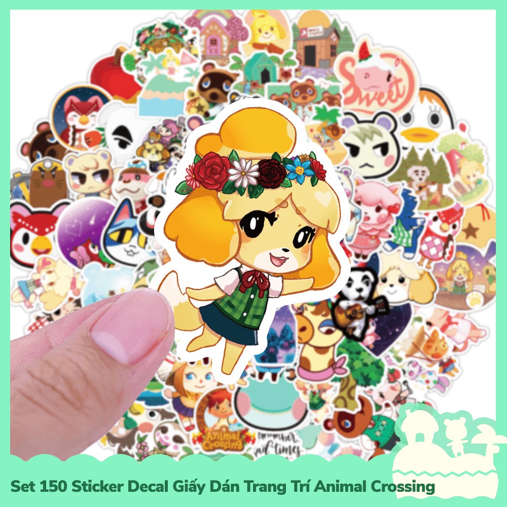 [Sẵn VN - NowShip] Set 150 Sticker Decal Dán Trang Trí Mẫu Game Nintendo Animal Crossing Horizons Happy Island