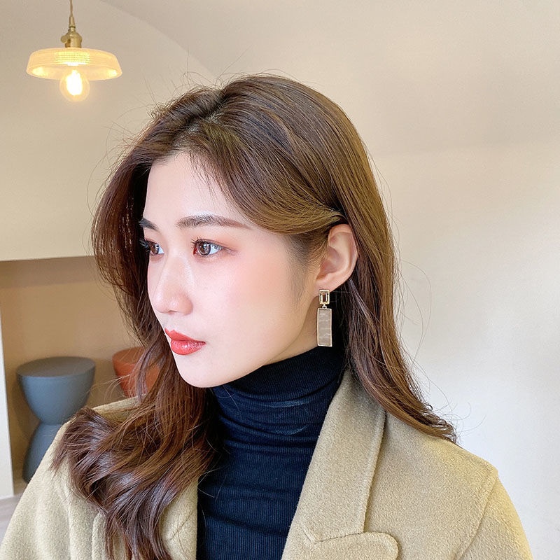 Bông Tai Mạ Bạc 925 Kiểu Hình Học Đơn Giản Phong Cách Nhật Hàn Cho Nữ
