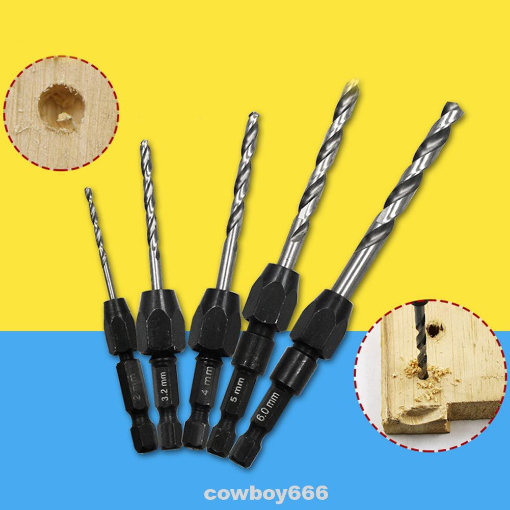 Carpentry Countersink High Speed Steel Non-Slip Quick Change Spiral Tight Clamping Drill Bit Set