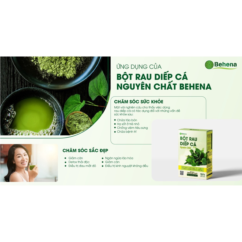 Bột diếp cá sấy lạnh nguyên chất 100%, an toàn, tiện lợi, Date mới nhất