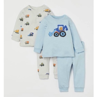 Bộ dài tay bé trai - set 2 bộ cotton dài tay oto hm cho bé trai size 1-6t