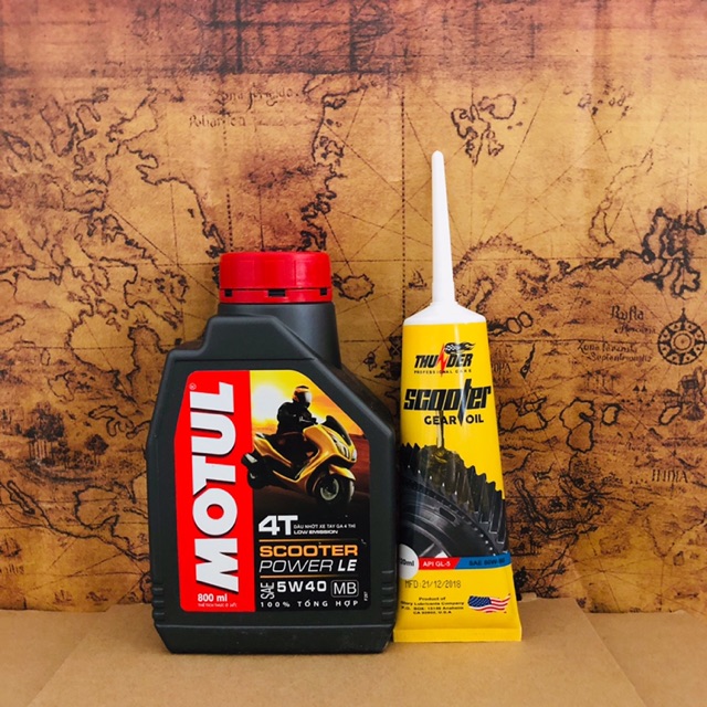 Combo Motul Scooter Power LE 5w40 800ml nhớt hộp số 120ml