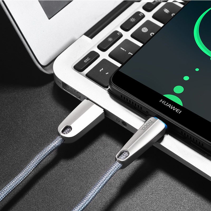 Cáp sạc và truyền dữ liệu Hoco U35 cổng tuỳ chọn/MicroUSB/TypeC dài 2m-ngắt sạc thông minh (màu ngẫu nhiên