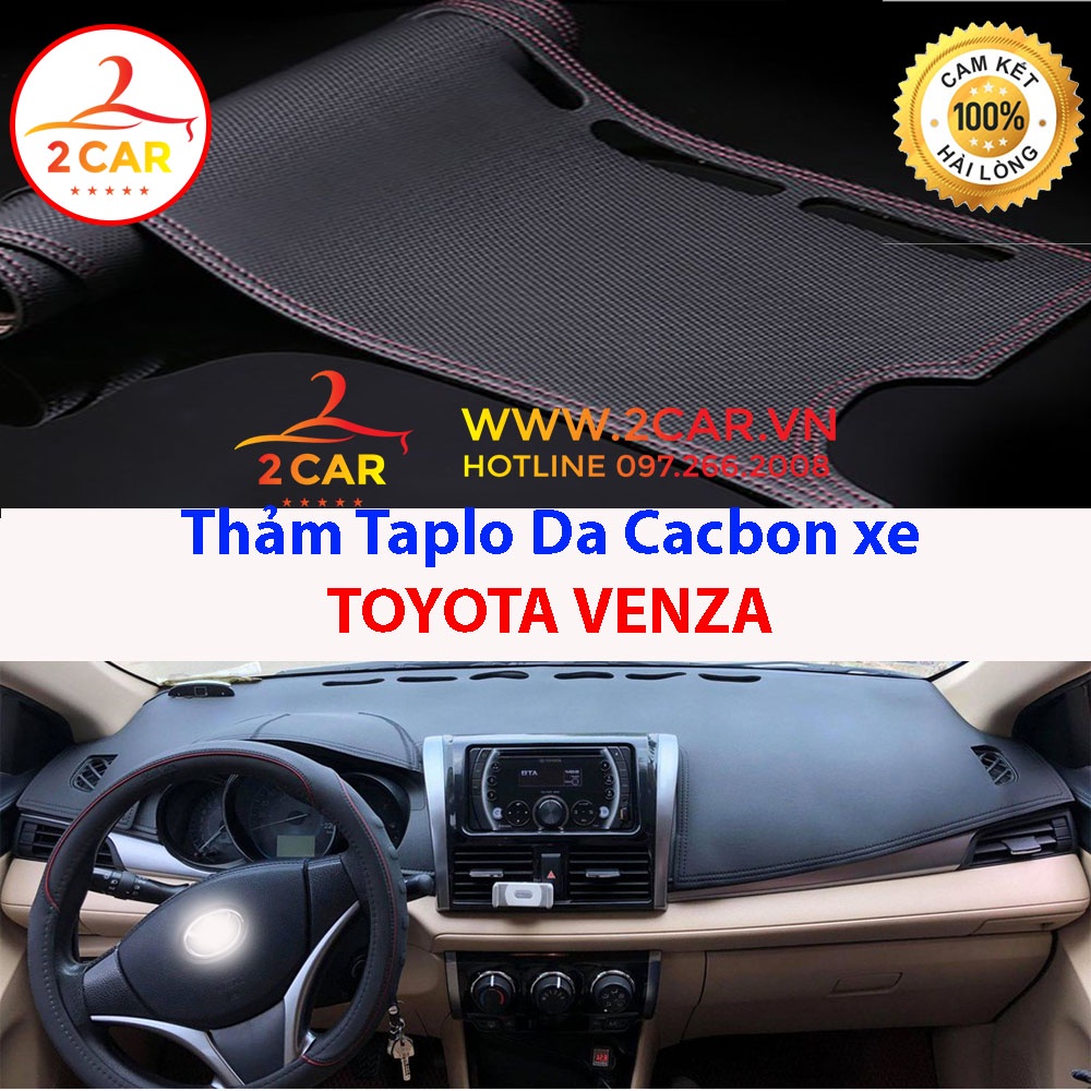 Thảm Taplo Da Cacbon Xe Toyota Venza 2009-2014, chống nóng tốt, chống trơn trượt, vừa khít theo xe