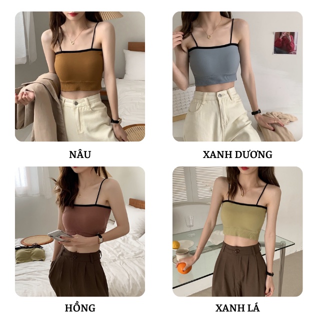Áo Bra Nữ 2 Dây Mảnh Yếm Croptop - Áo Quây Hai Dây Tập Gym/Tập Yoga - Áo Lót Nâng Ngực Kèm Mút Dày Cho Nữ - Daube -Bra04