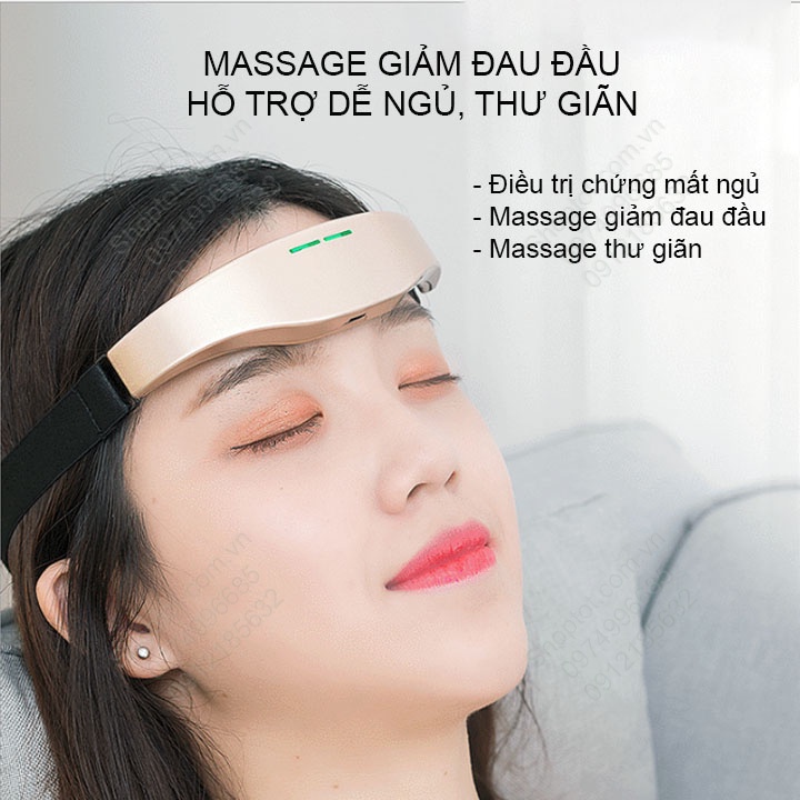 Máy massage đầu thôi miên hỗ trợ chứng mất ngủ, giảm đau, thư giãn, chạy pin sạc