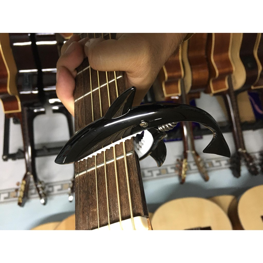 [ Tặng Giáo Trình Guitar ] GUITAR CAPO CÁ MẬP - GUITAR SHARK CAPO Gold, Bạc, Titan, Đen, Hồng