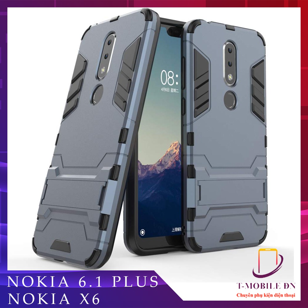 Ốp lưng Nokia 6.1 Plus/ Nokia X6 IRON MAN chống sốc bảo vệ viền và camera kèm chống xem video tiện lợi