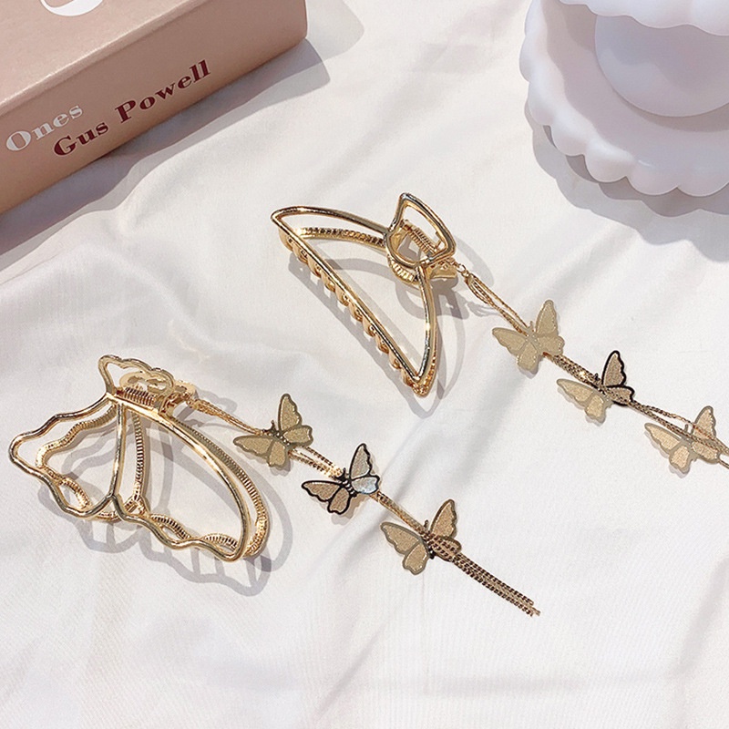 Kẹp Tóc Hợp Kim Hình Học / Bướm / Hình Học Rỗng Phối Tua Rua Thời Trang Cho Nữ