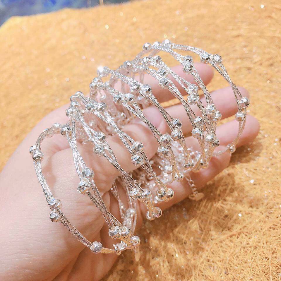 LẮC TAY BẠC NỮ HOẠ TIẾT HÌNH HOA CÚC HÌNH CẦU NHỎ NHỎ XINH