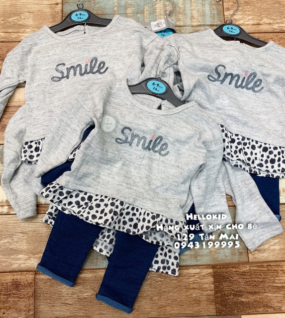 Set áo len kèm quần legging smile