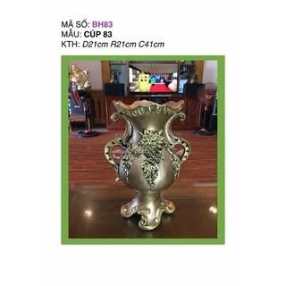 Bình hoa composite Cúp 83 H41cm ( cắm lông công, hoa lụa...)💯BAO BỂ VỠ💯
