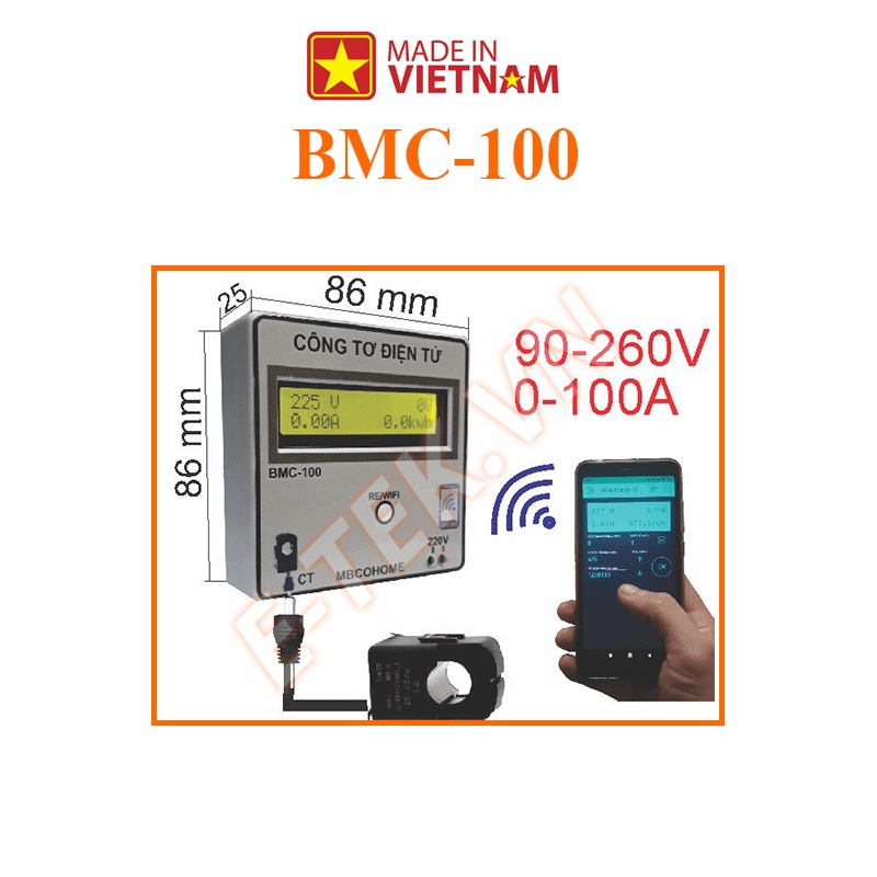 Công tơ điện kết nối WIFI, Công tơ điện tử xoay chiều 1 pha BMC-100