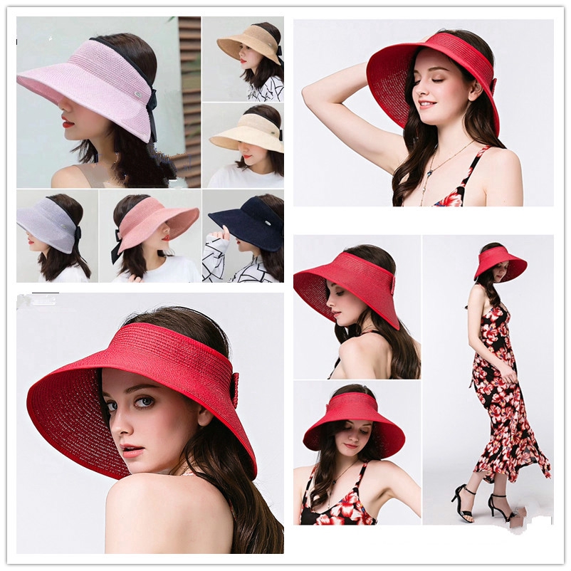 Wide straw sunshade foldable hat summer travel fashion