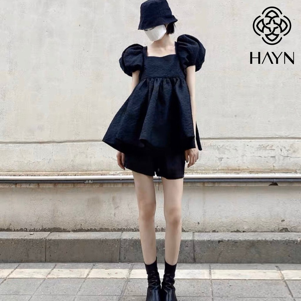 Set Áo Bayby Doll Gấm Đen Thắt Lưng + Quần Short Đen - SP000097