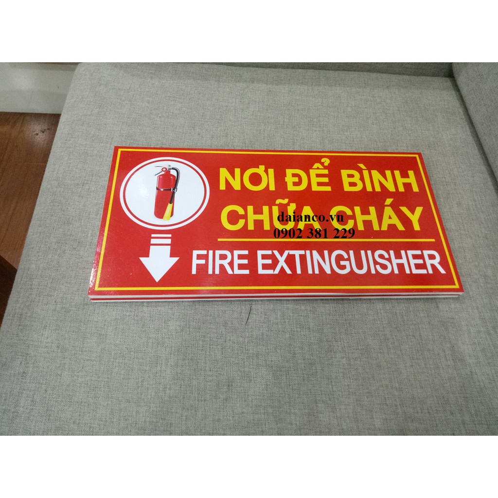 Biển báo nơi để bình chữa cháy Decal dán Fomex 20 x 40cm