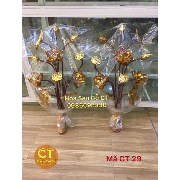 Hoa Sen Gỗ Mít Sơn Son thếp vàng