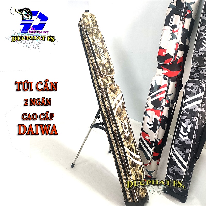 Túi đựng cần câu cá DAIWA  Có 2 ngăn chính, 2 ngăn phụ * dài 1m25 ,( CÓ CHÂN ).