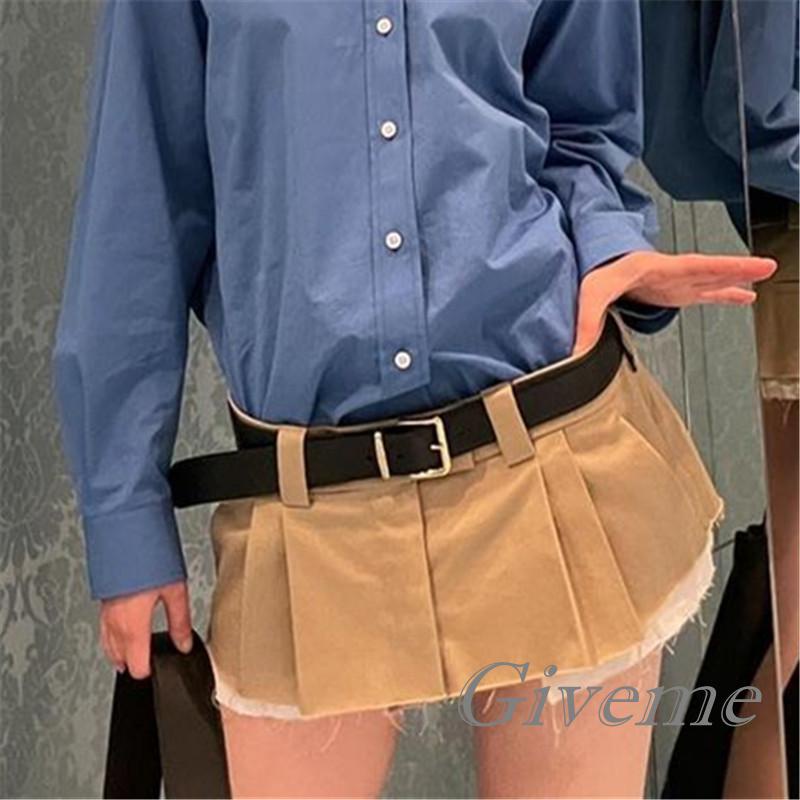 Chân Váy Kaki Chữ A Lưng Thấp Quyến Rũ Cho Nữ