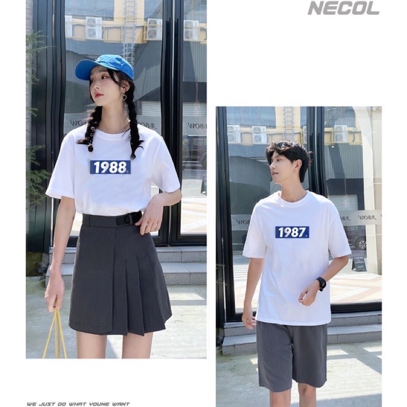 Áo phông in hình theo yêu cầu, áo thun nam nữ in hình năm sinh, màu trắng, chất cotton thấm hút mồ hôi