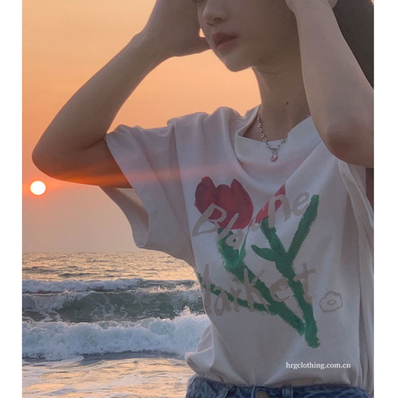 Áo Thun Nữ Ngắn Tay In Họa Tiết Mới