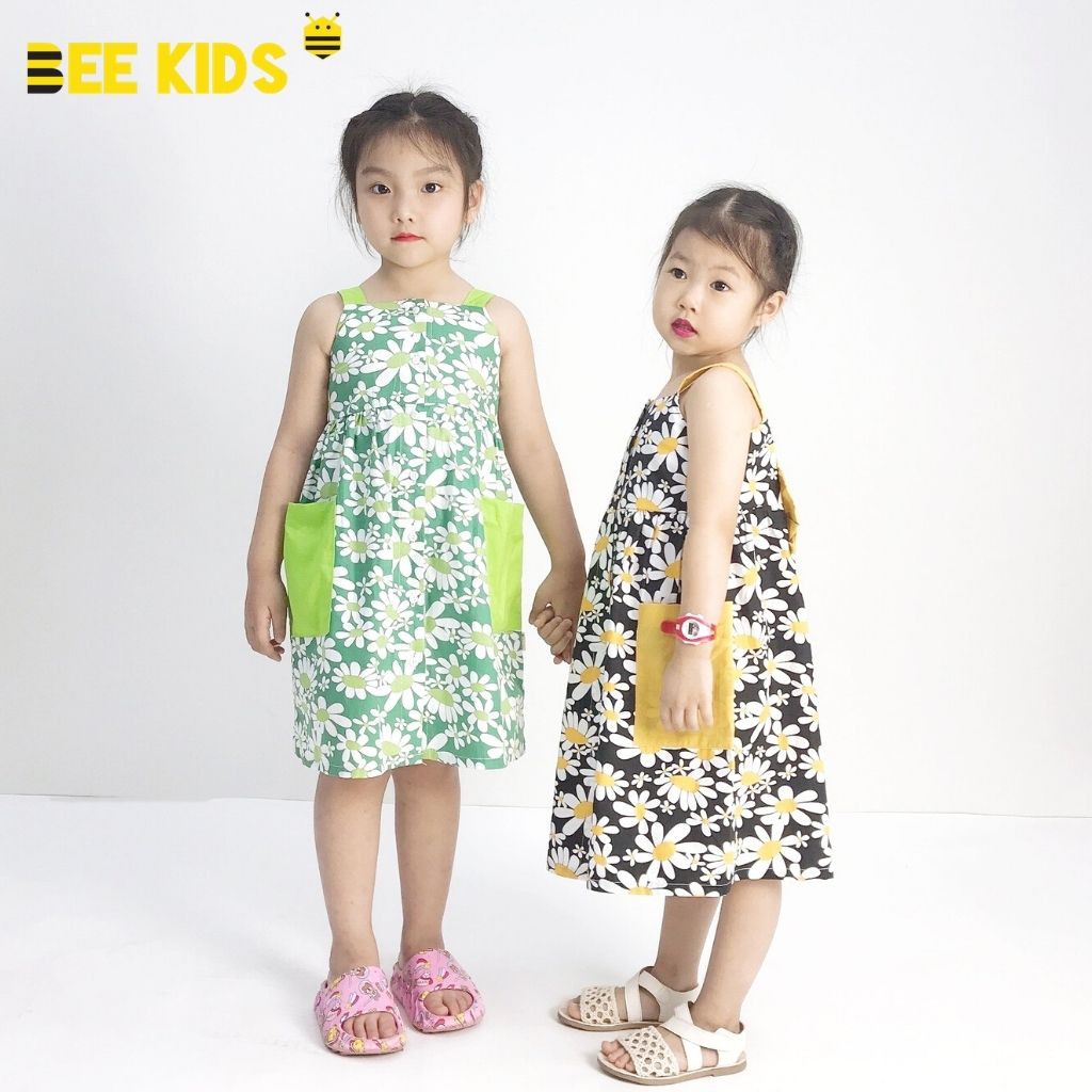 Váy Bé Gái Dáng Xòe Bee Kids Thiết Kế 2 Túi Dán Sườn Họa Tiết Nơ Cho Bé Gái (2 - 12 Tuổi) 7DC01709ST