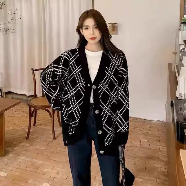 [Hằng sẵn] Áo Cardigan nữ kẻ sọc Hàn Quốc mẫu mới nhất 2021- Áo cardigan len dạ tweet | BigBuy360 - bigbuy360.vn