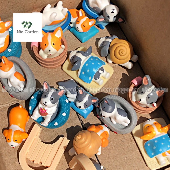 Tiểu cảnh chó Corgi trang trí chậu cây hồ cá Nia Garden N5