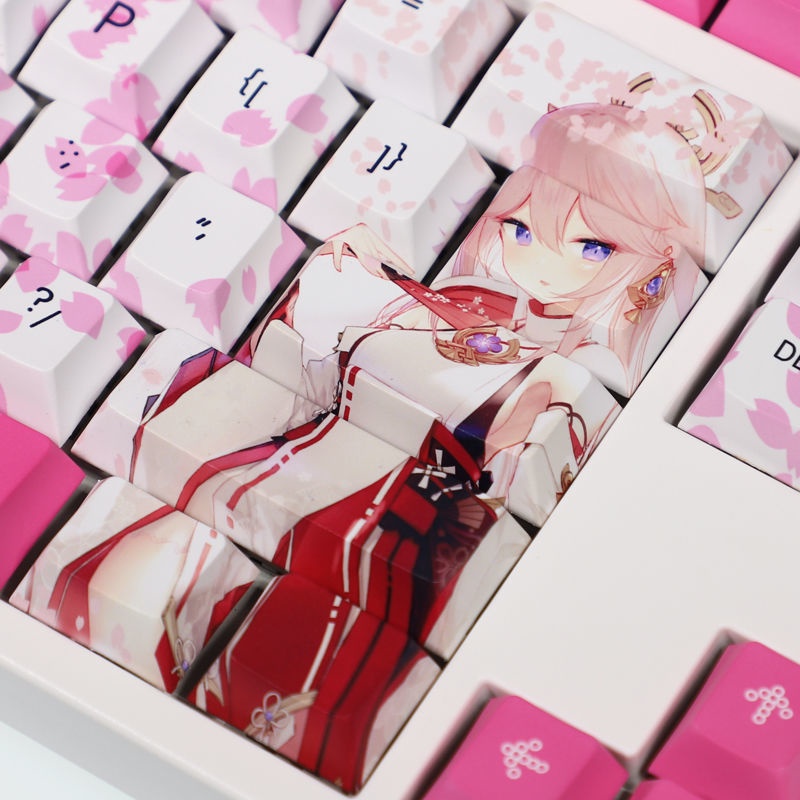 Genshin Impact keycap Cherry Hồ sơ Miss Fox chủ đề anime PBT Dye thăng hoa bàn phím cơ học keycap 108 phím