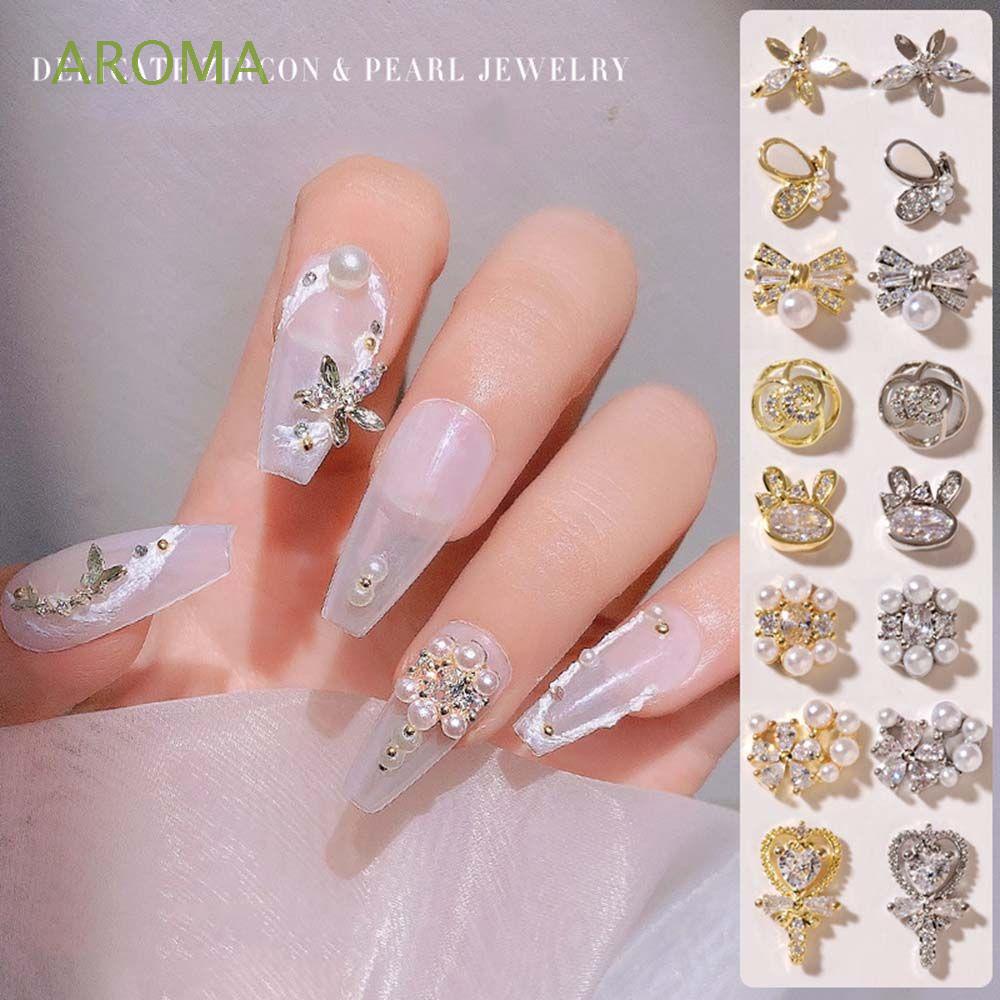 [Hàng mới về] Bộ phụ kiện trang sức dùng để trang trí cho móng tay đính kim cương lấp lánh thời trang