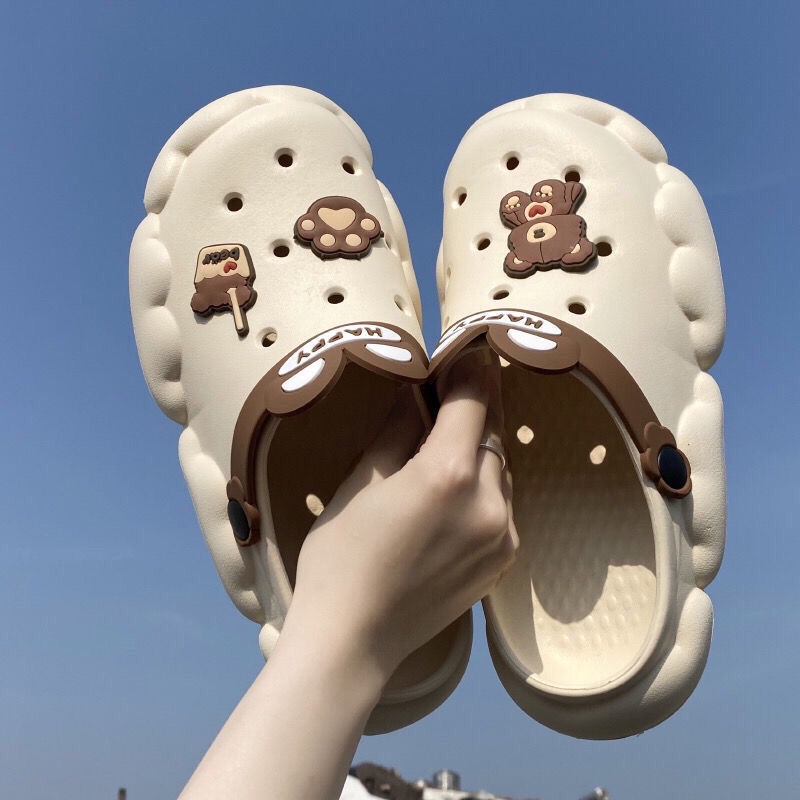 Jiashucheng Giày Sandal Đục Lỗ Đế Dày Chống Trượt Thời Trang Đi Biển Cho Nữ
